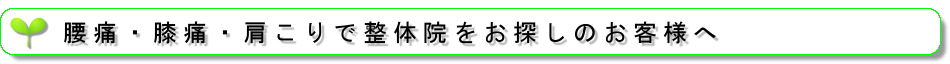 腰痛膝痛肩こりで整体院をお探しのお客様へ